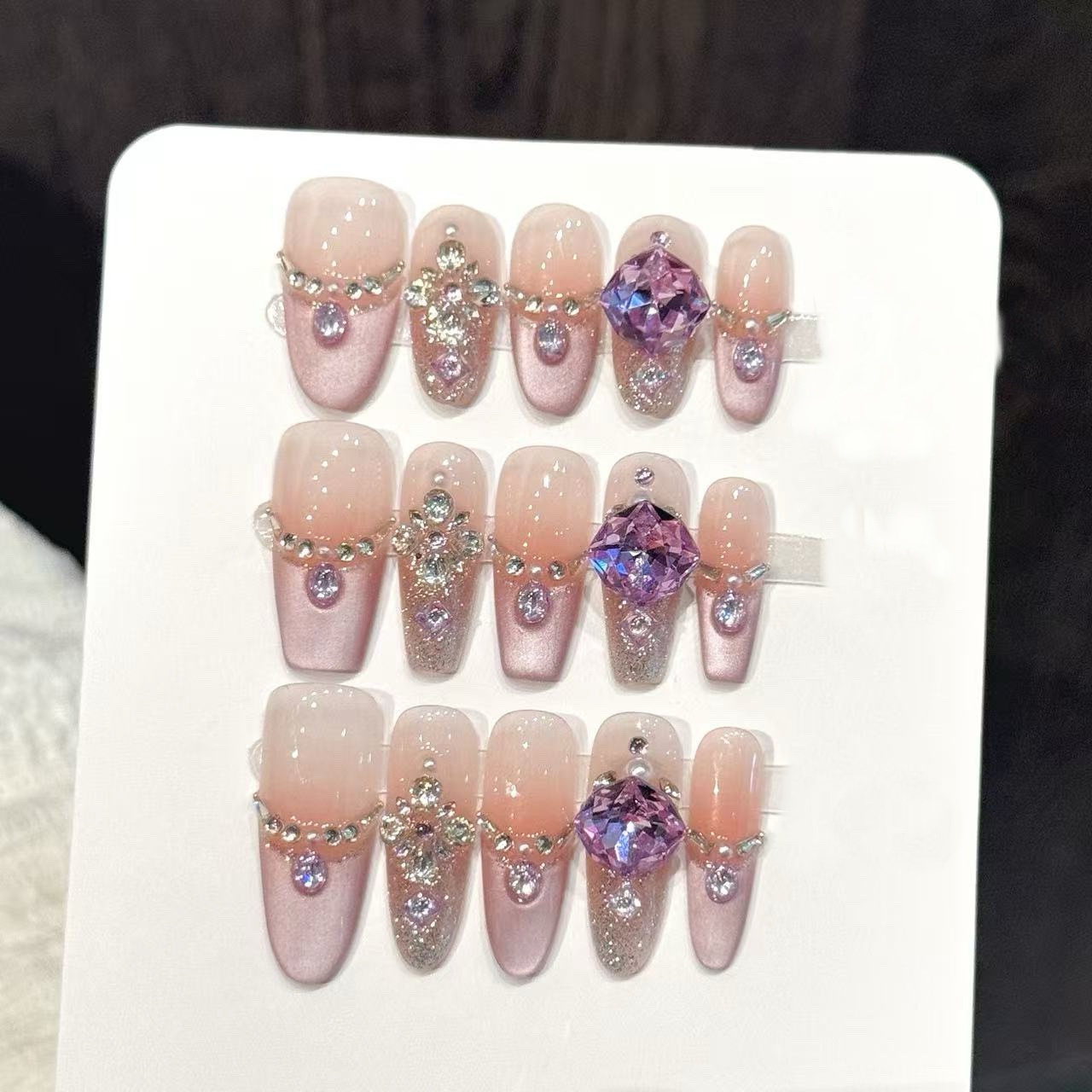Nail Art Oval - 10pcs Kuku Palsu Bentuk Coffin/Oval, Kuku