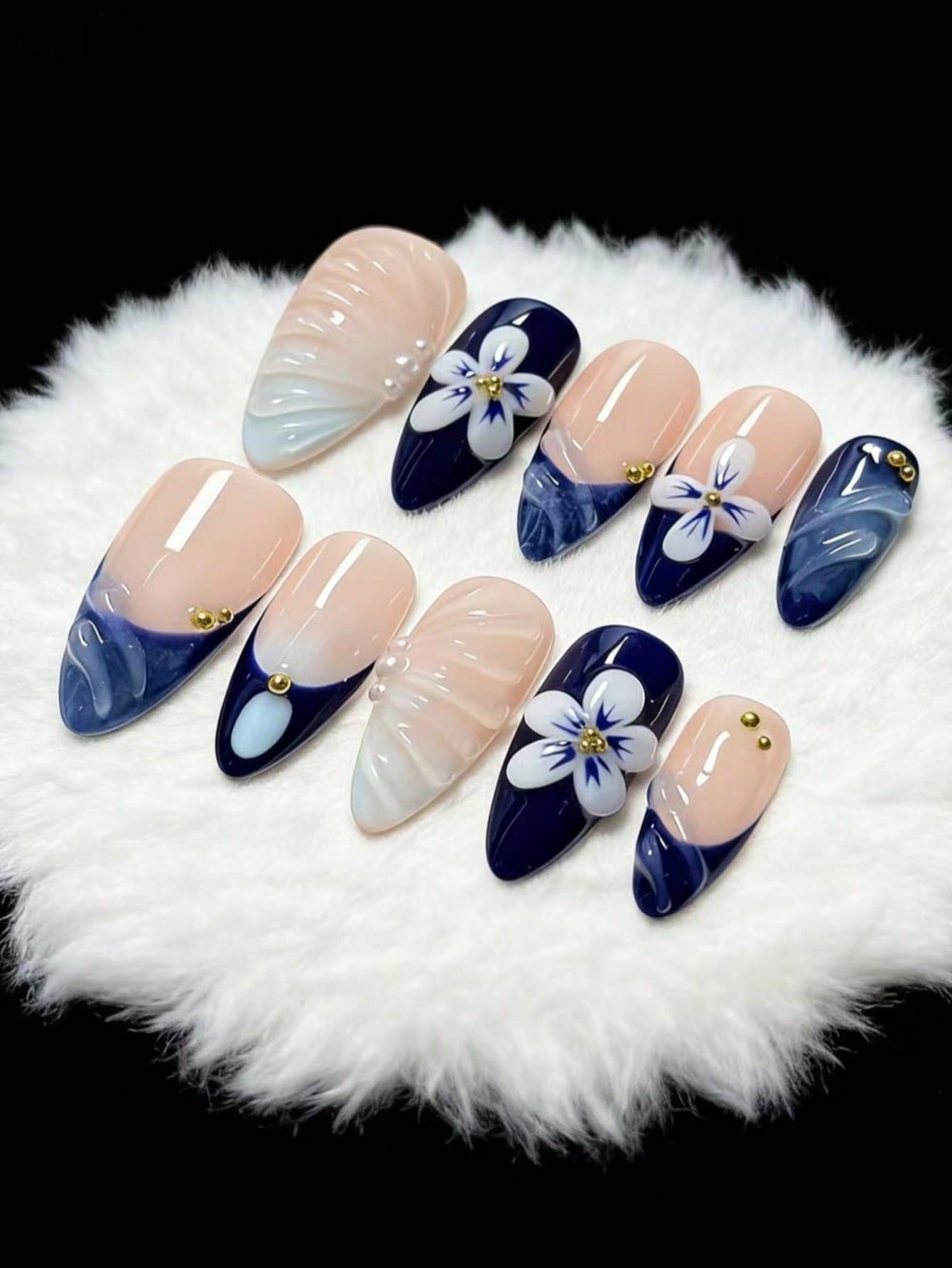 Nail Art French - Set 10 buah seni kuku buatan