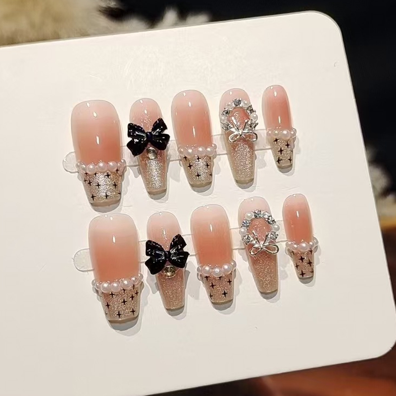 Nail Art French - 10Pcs Kuku Palsu Gaya Prancis Manis