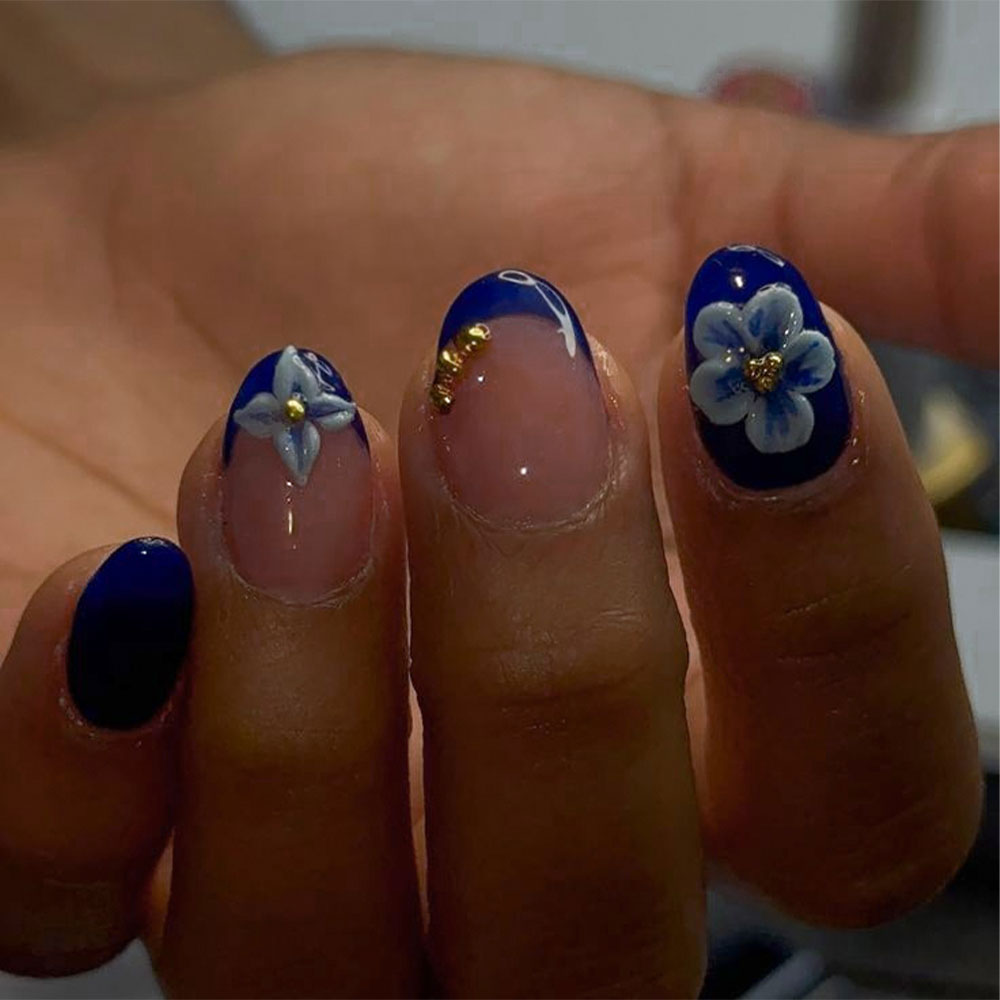 Nail Art French - 24pcs Stiker Kuku Gel 3D Oval