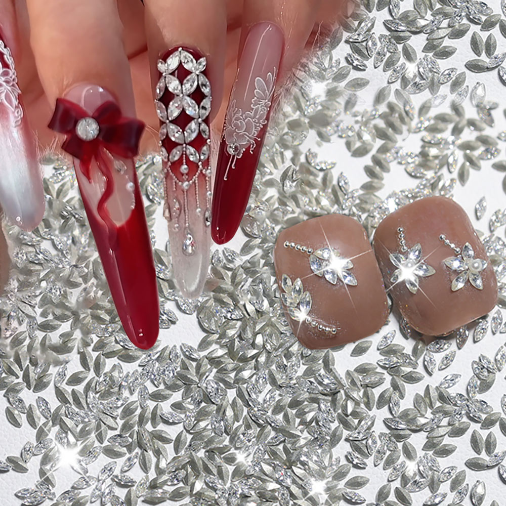 Nail Art Oval - 100 buah berlian imitasi seni kuku
