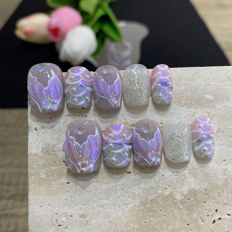 10pcs Kuku Palsu Motif Kupu-ku - Nail Art French ulasan dan harga