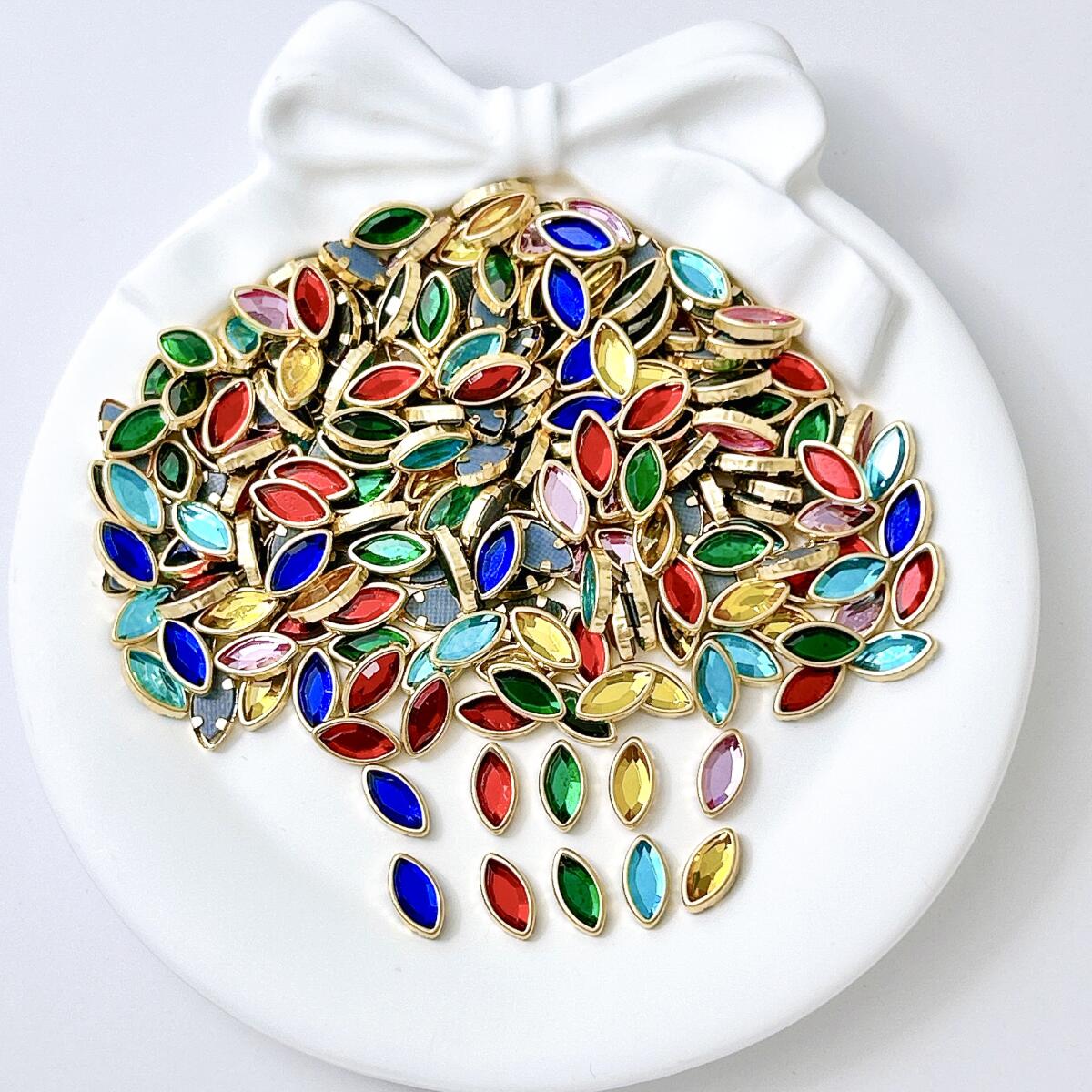 50PCS Mini Rhinestone Berwarna - Nail Art Oval ulasan dan harga