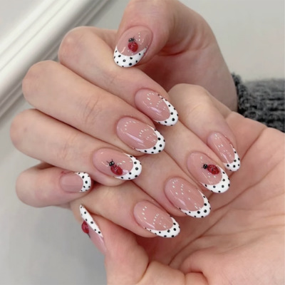 24Pcs Set Kuku Palsu Almond Po - Nail Art French ulasan dan harga