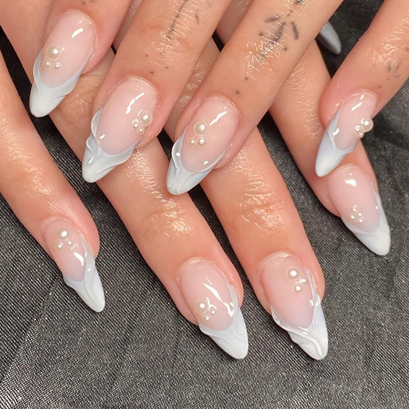24 Buah Kuku Palsu Perancis Hi - Nail Art Oval ulasan dan harga