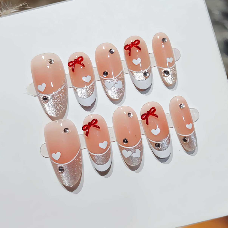 10Pcs Kuku Palsu Gaya Prancis  - Nail Art French ulasan dan harga