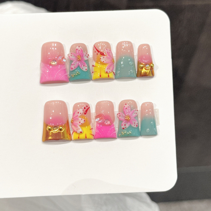 10pcs Kuku Palsu Gaya Laut Duc - Nail Art French ulasan dan harga