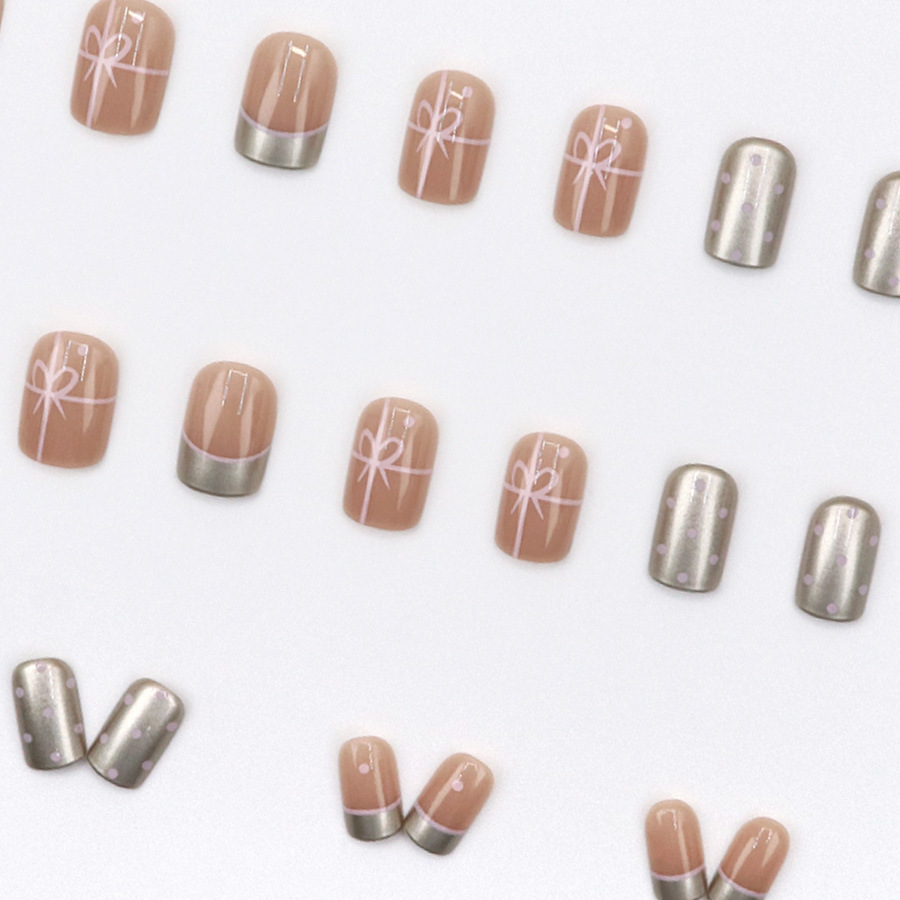 Kuku palsu pendek persegi untu - Nail Art French ulasan dan harga