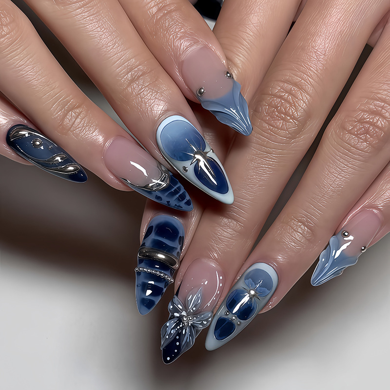 24Pcs Kuku Palsu Desain French - Nail Art French ulasan dan harga