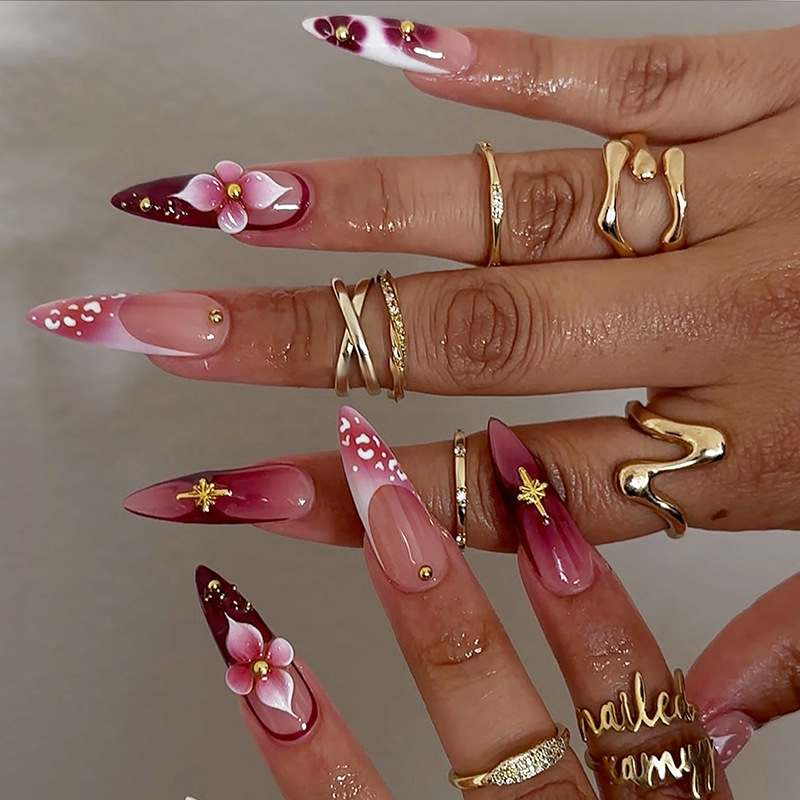 24Pcs Kuku Palsu Desain French - Nail Art French ulasan dan harga