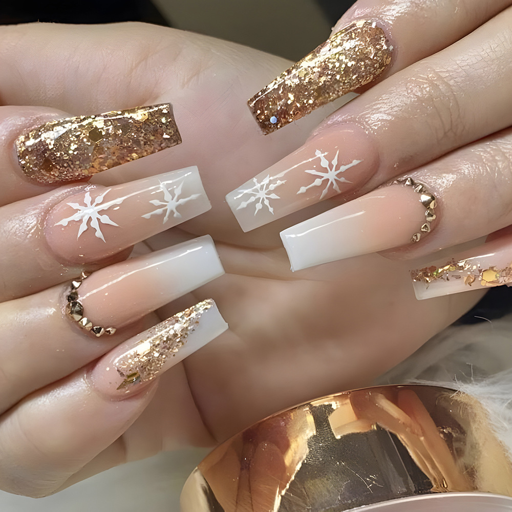 24 pcs Kuku Palsu Motif Bunga  - Nail Art French ulasan dan harga